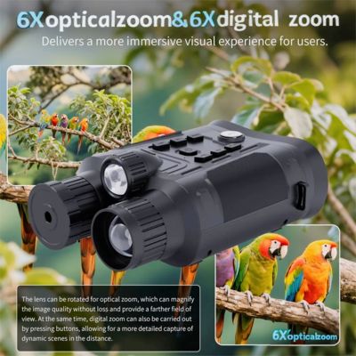 Mini90 See Beyond the Dark: Unleash the Power of 6X Optical Zoom & 4K Clarity 40MP High-Resolution Photos Night Vision Binocular for Wildlife Observation Camping & Hiking 