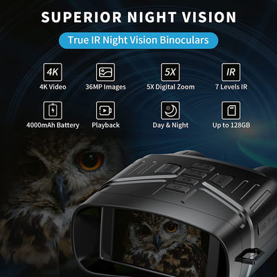 155x120x60mm IR Nv4000 4k HD Night Vision Binocular Goggles Build In 4000mha Batteries